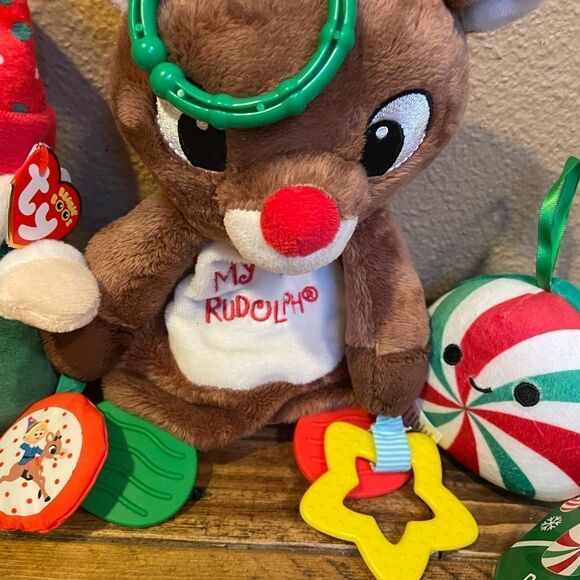 Rudolph My First Rudolph TY Christmas Gnome Squishmallow Candy Cane Plush - Picture 3 of 15
